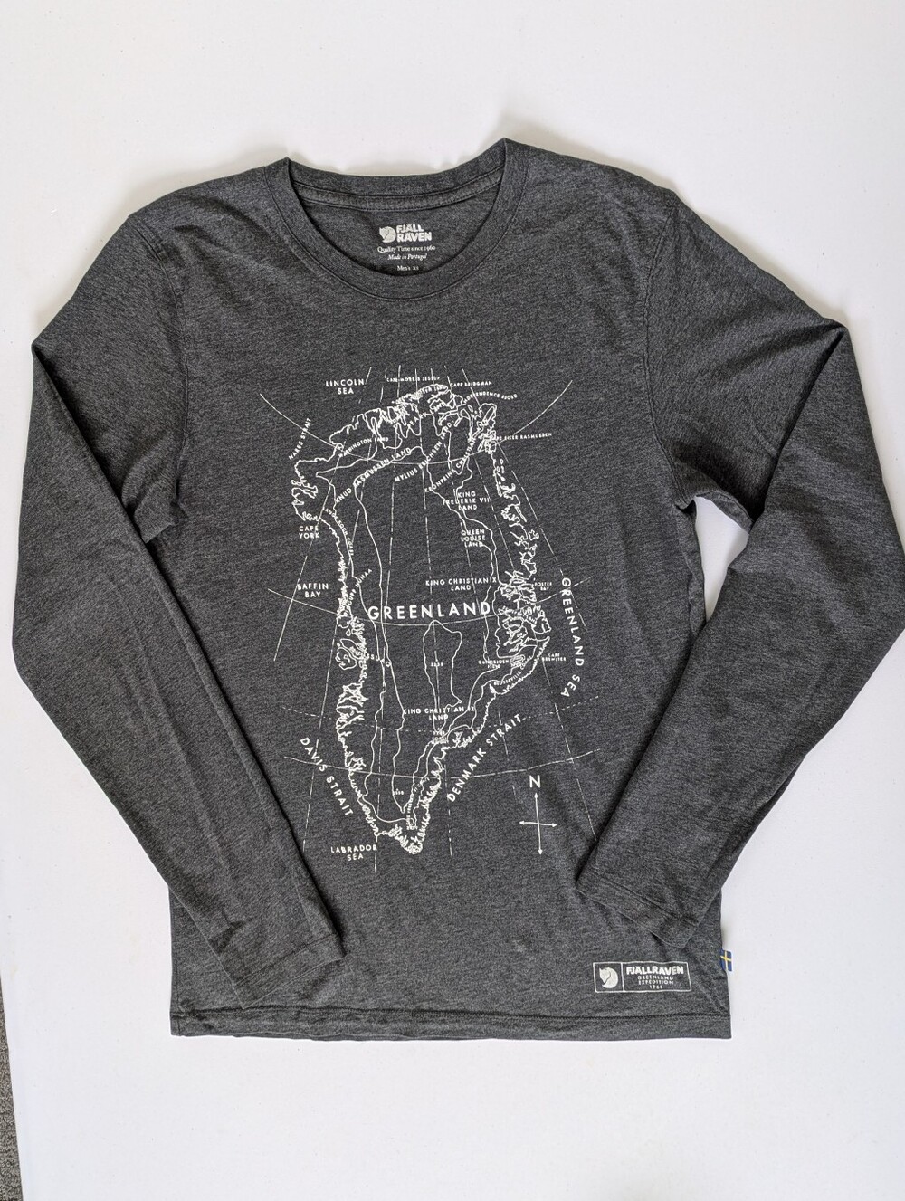Fjallraven Men's Long-Sleeve Greenland Map Tee - Charcoal